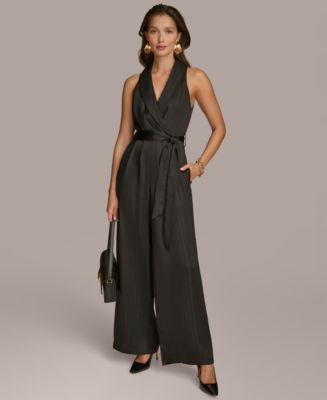 Donna Karan New York Women's Shawl-Collar Tie-Waist Jumpsuit - Macy's