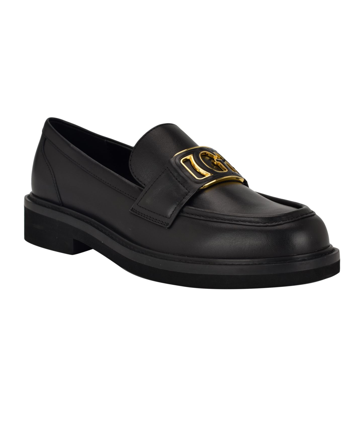 Женские туфли GUESS Shuttle Logo Hardware Round Toe, цвет: Чёрный кожаный — фото 1
