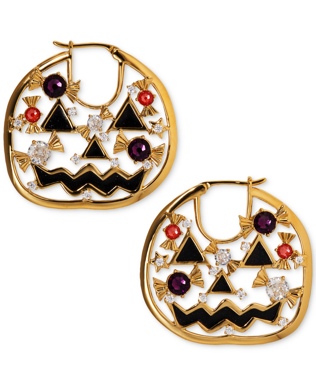 by Nadri Gold-Tone Multicolor Crystal Jack-o'-Lantern Hoop Earrings - Gold