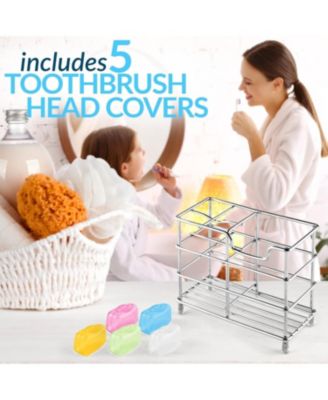Stainless Steel Toothbrush Holders with 5 Colorful Toothbrush Cases