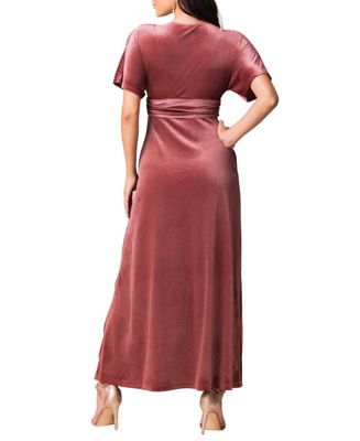 Women's Verona V-Neck Velvet Evening Gown with Pockets