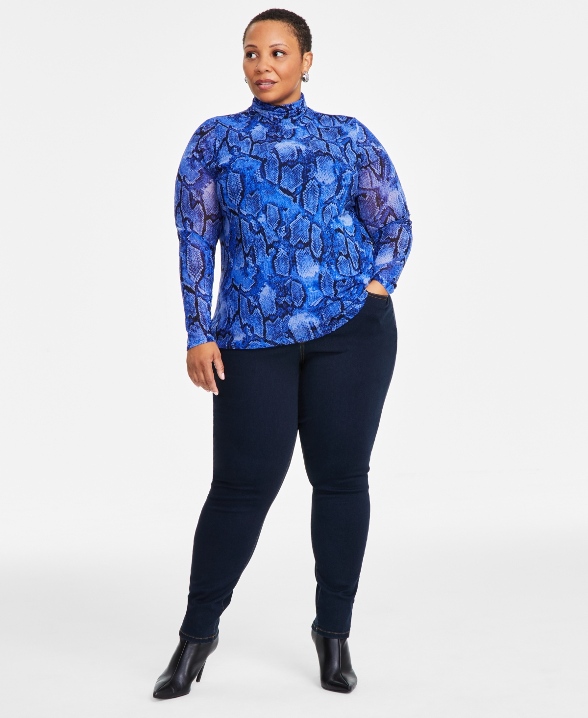 Plus Size Skinny-Leg Denim Jeans, Created for Macy's - Dark Indigo