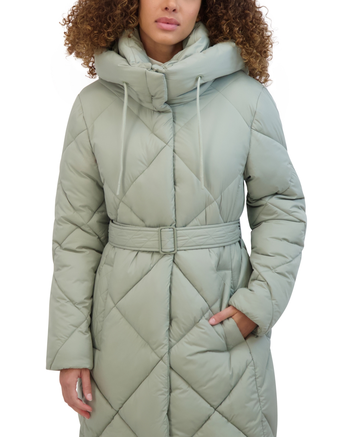 Kenneth Cole Women s Quilted Long Puffer Coat In Amber ModeSens