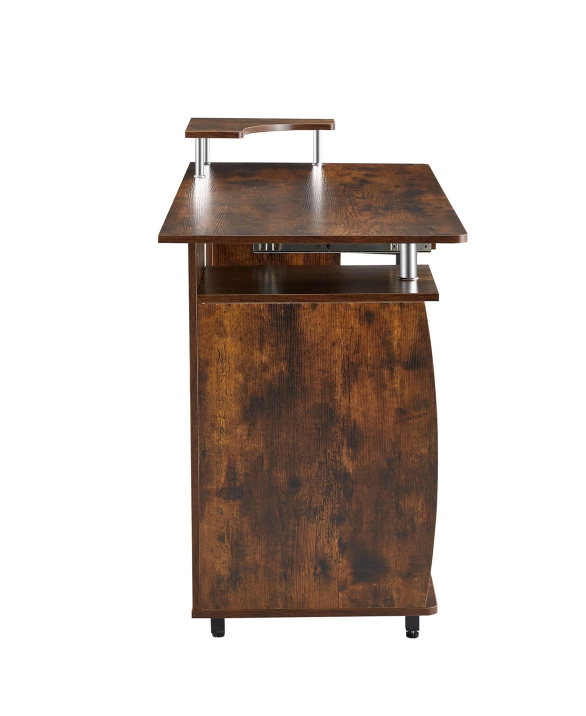 Slickblue D&N Solid Wood Computer Desk – Office Table with Pc Drawer, Storage Shelves, File Cabinet, Two Drawers, C-Tray, and Plant Shelf - Bro