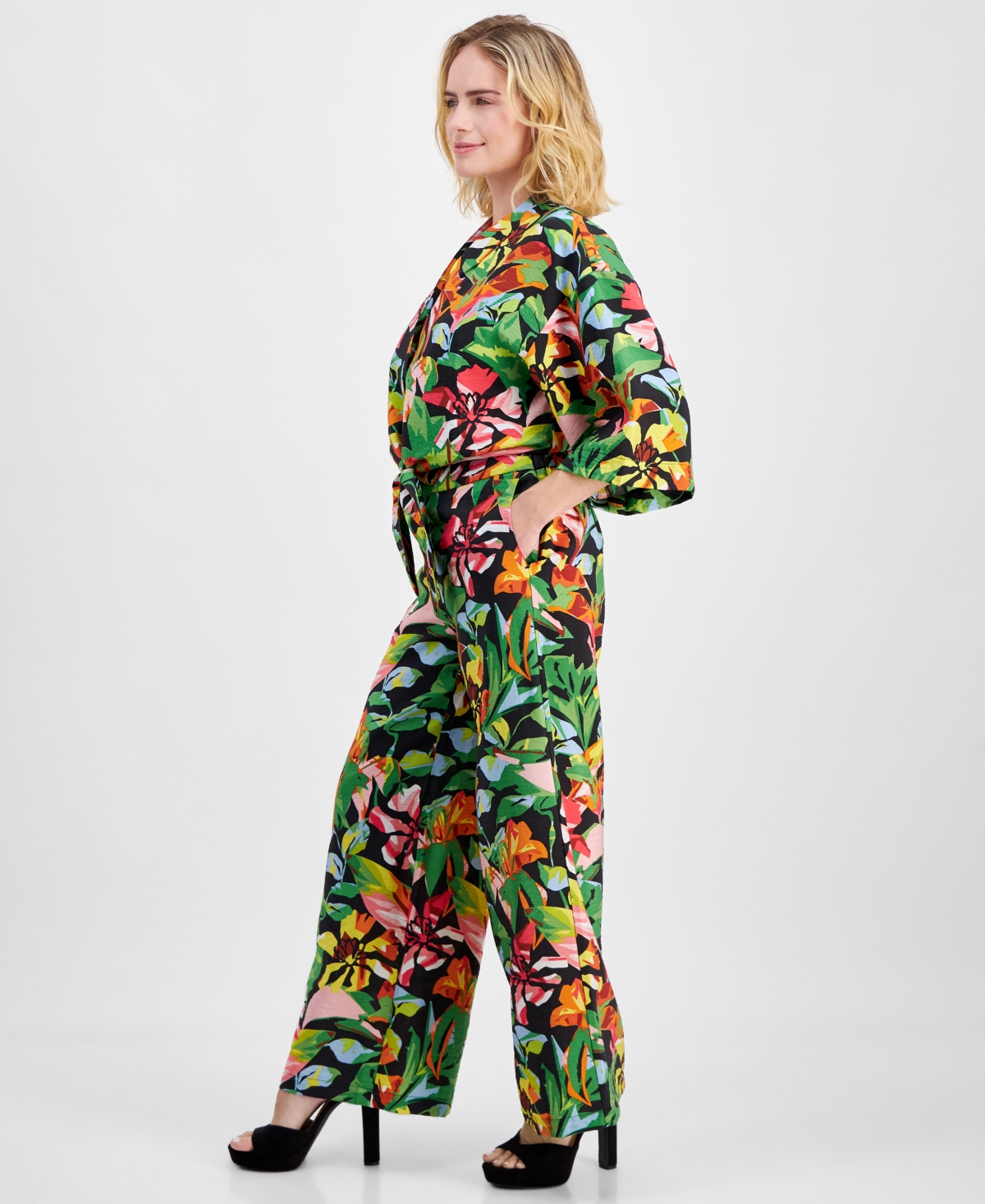 Inc International Concepts Petite Floral Print High-rise Pants, Created For Macy's In Kylie Garden
