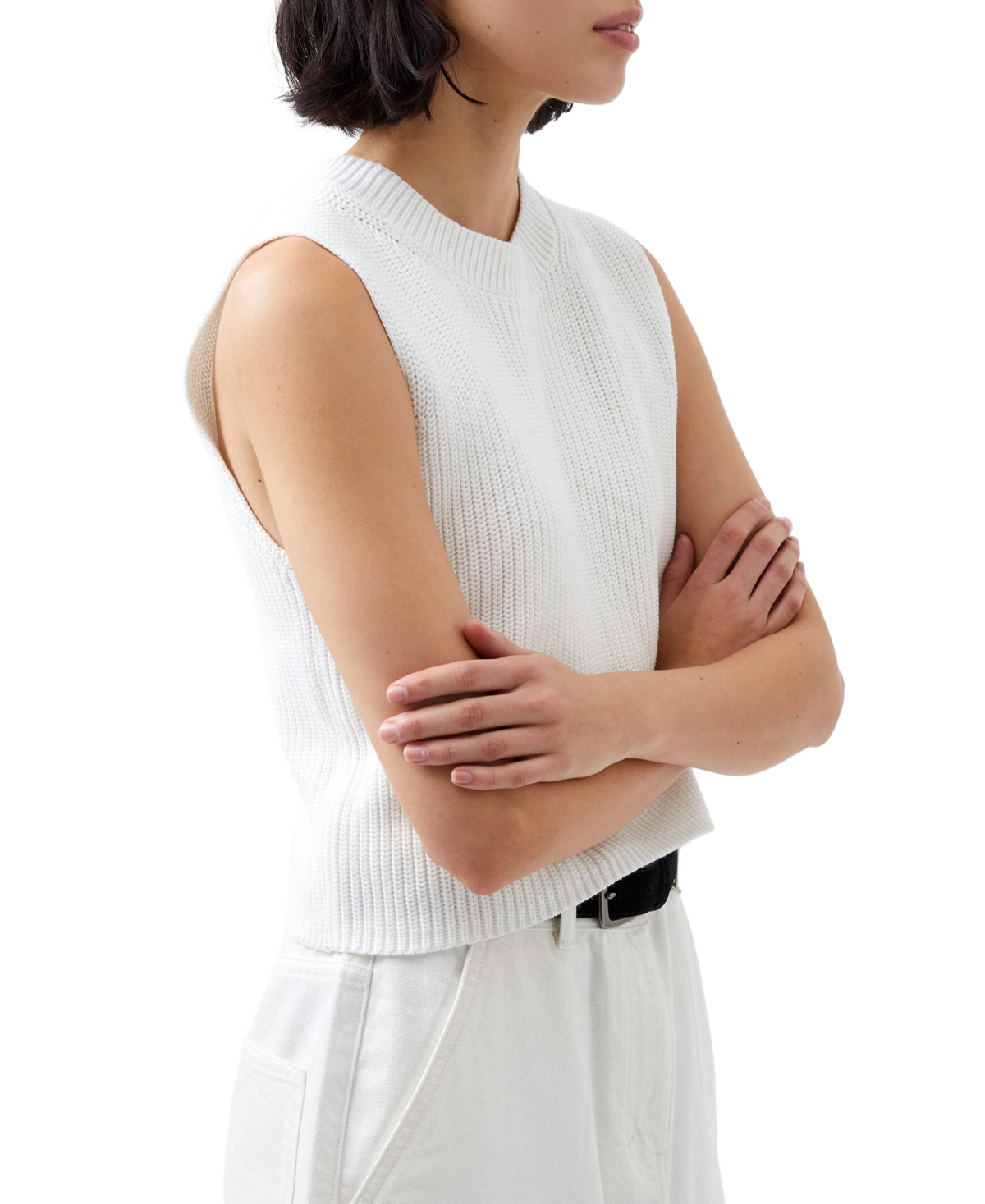French Connection Women's Mozart Crewneck Sweater Vest In Winter White