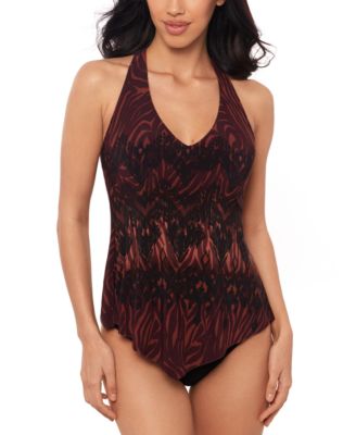 Womens Zabra Taylor Racerback Tankini Top Ruched Bottoms