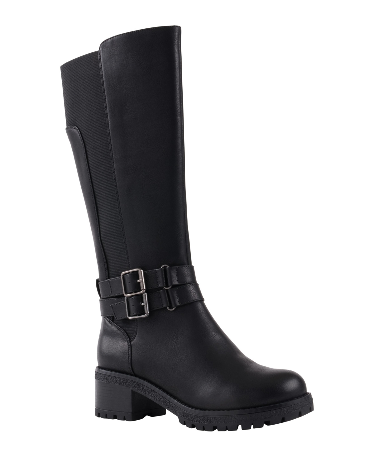 Gc Shoes Women's Jonah Lug Sole Block Heel Knee High Boots In Black