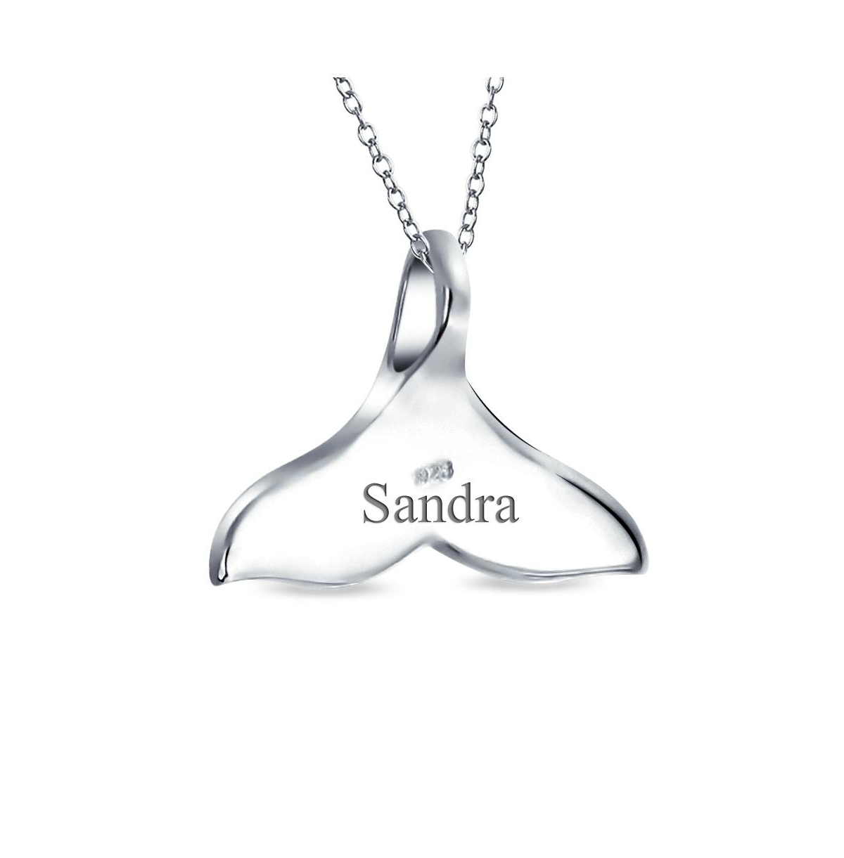 Bling Jewelry Nautical Blue Inlay Created Opal Fish Fin Whale Tail Pendant Necklace For Women .925 Sterling- Silver