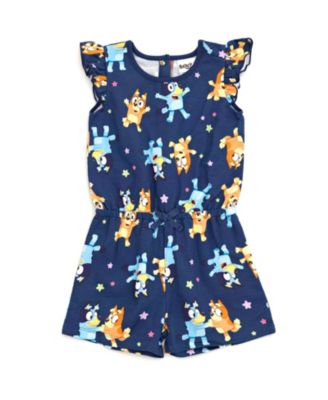Angel Dear French Terry Vintage Puppy Faces - Baseball Collar Romper main image 1