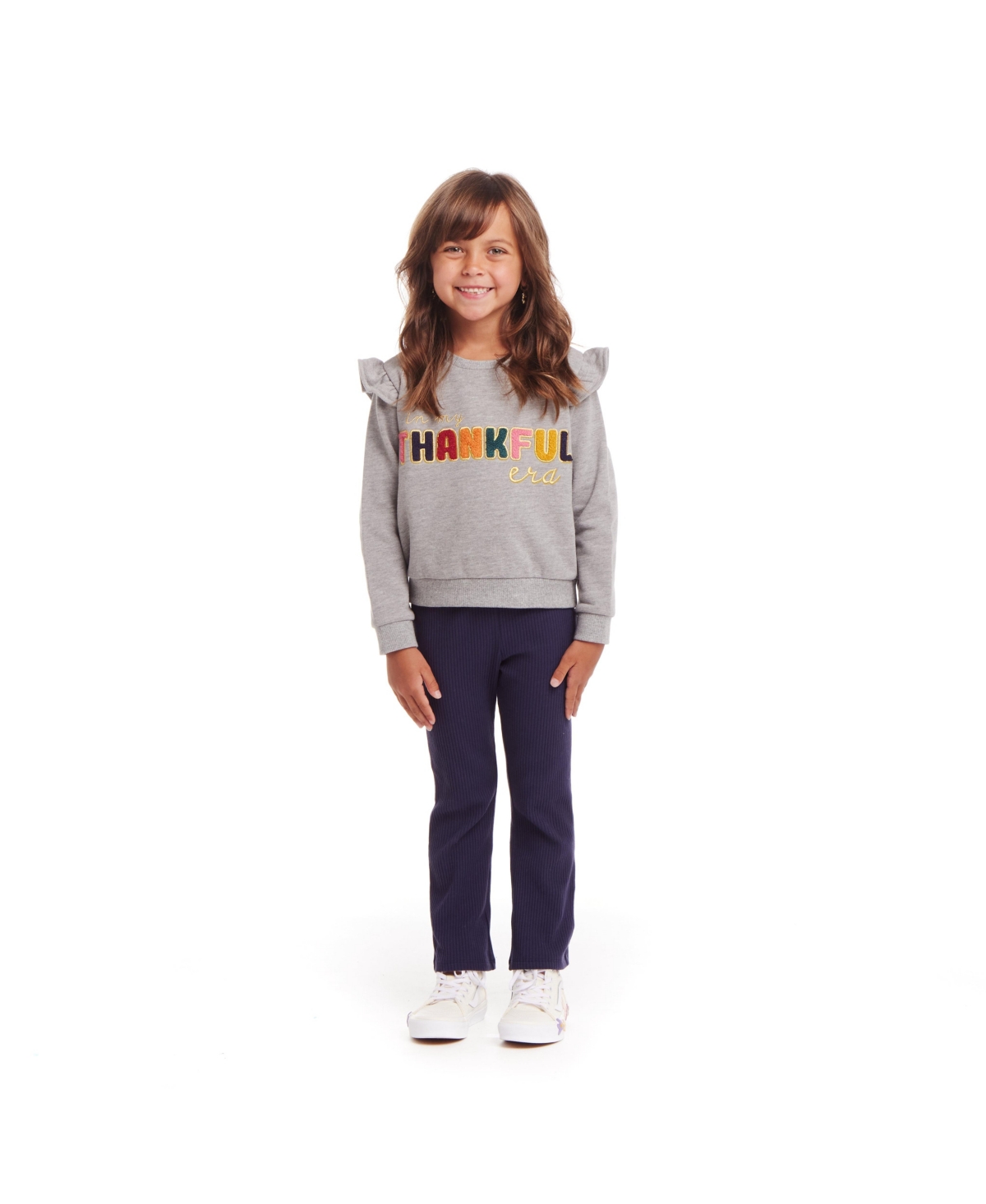 Andy & Evan Toddler Girls Toddler/Child Navy Crewneck Sweater w/Embossed Glitter Lettering & Legging Set