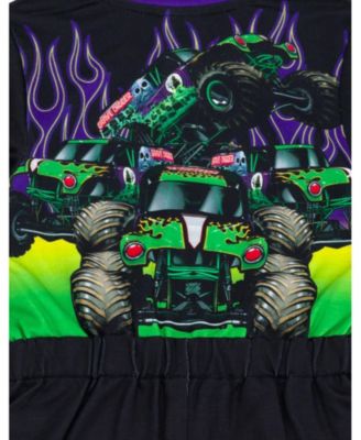 Boys Grave Digger French Terry Racing Zip Up Coverall to