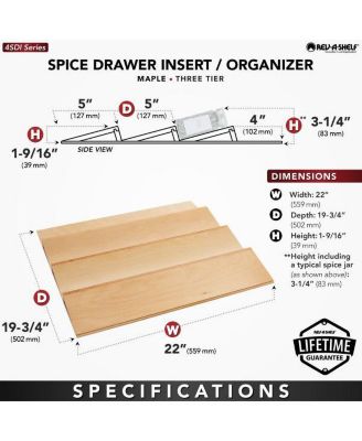 22'' Kitchen Drawer Organizer Insert Spice Rack Three-Tier, 4SDI-24