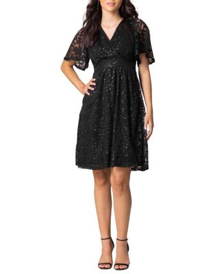 Women's Starry Sequin Lace V-Neck Cocktail Dress with Pockets