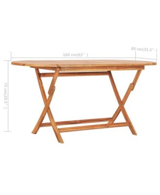 Folding Patio Table 62.9"x31.4"x29.5" Solid Teak Wood