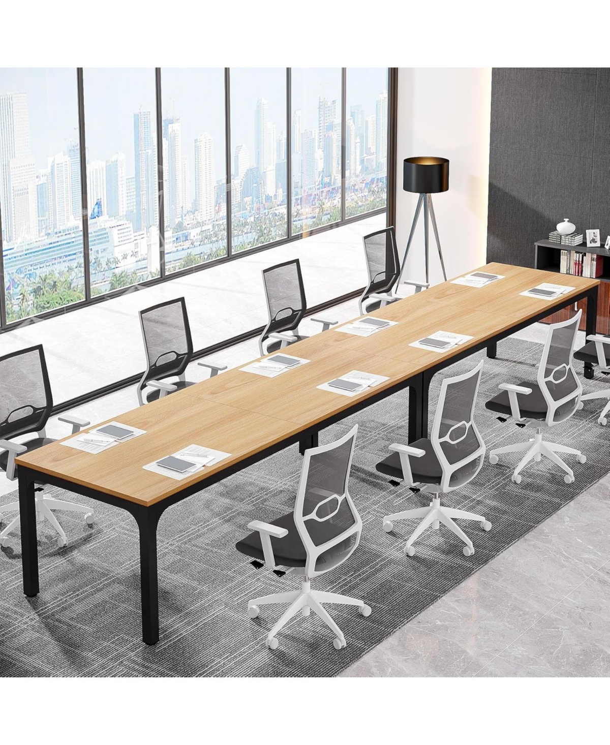 Tribesigns 78.74-Inch Conference Table Set of 2, 13FT Conference Room Table, Rectangle Meeting Seminar Table Set for 8-10 Person,Long Business T