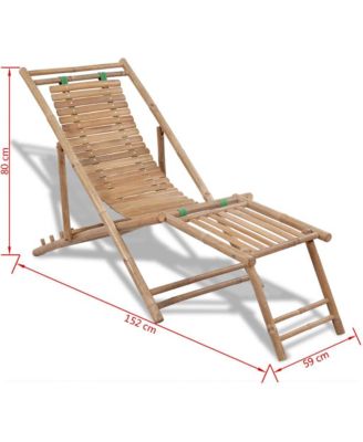 Patio Deck Chair with Footrest Bamboo