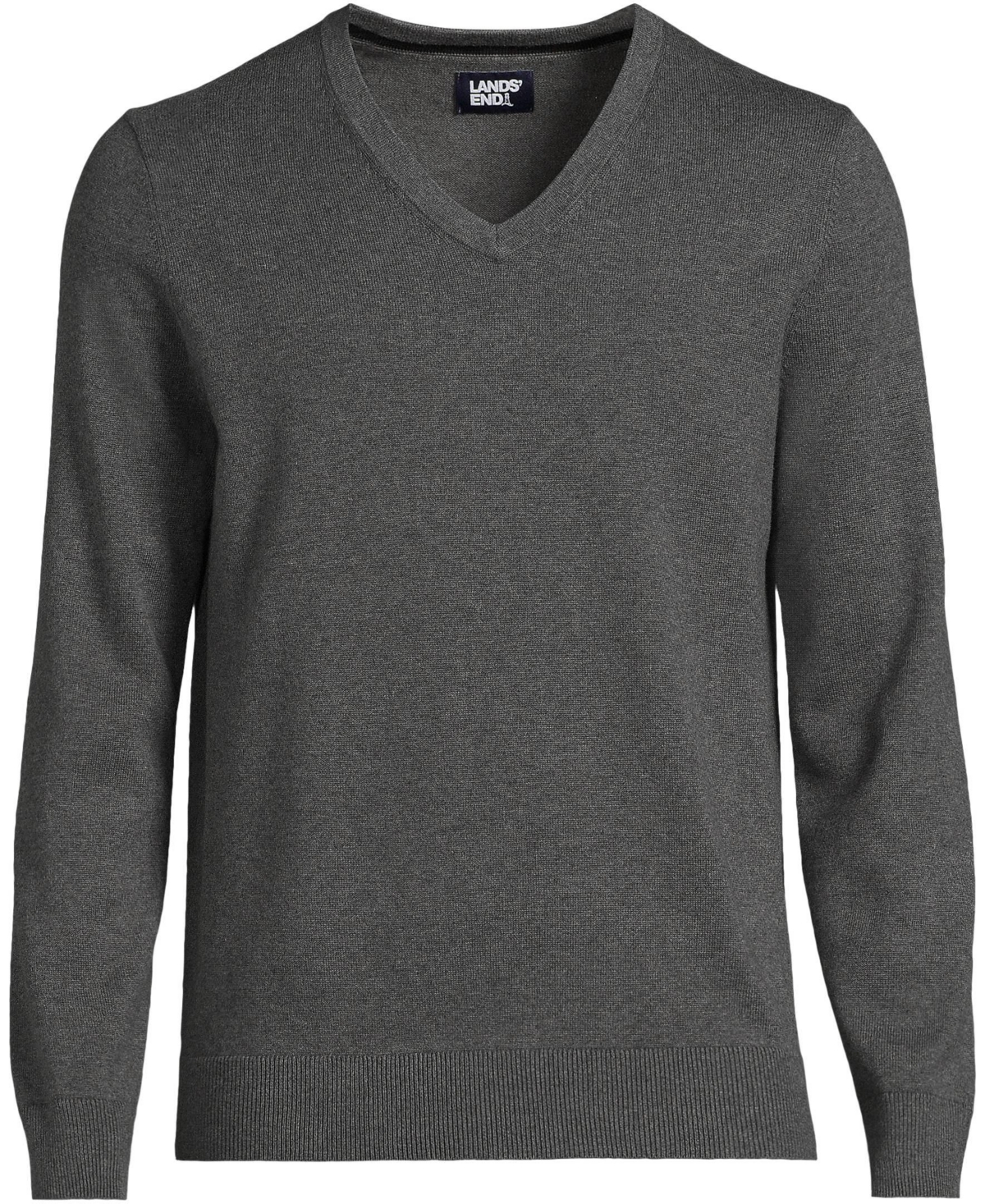 Lands' End Big & Tall Fine Gauge Cotton V Neck Sweater