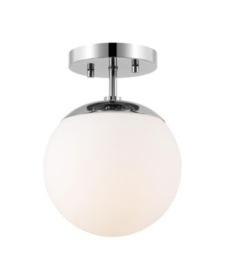 Marcel 1-Light Bohemian Farmhouse Iron/Frosted Glass LED Semi Flush Mount
