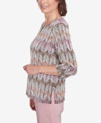 Women's Telluride Chenille Zig Zag Split Neck Top