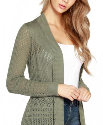 Pointelle-Stitch Duster Cardigan Sweater