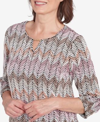 Women's Telluride Chenille Zig Zag Split Neck Top