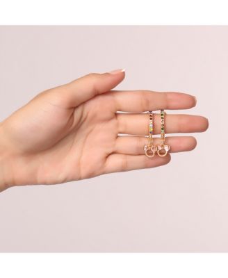 Minnie Mouse Charm Dangle Hoop Earrings