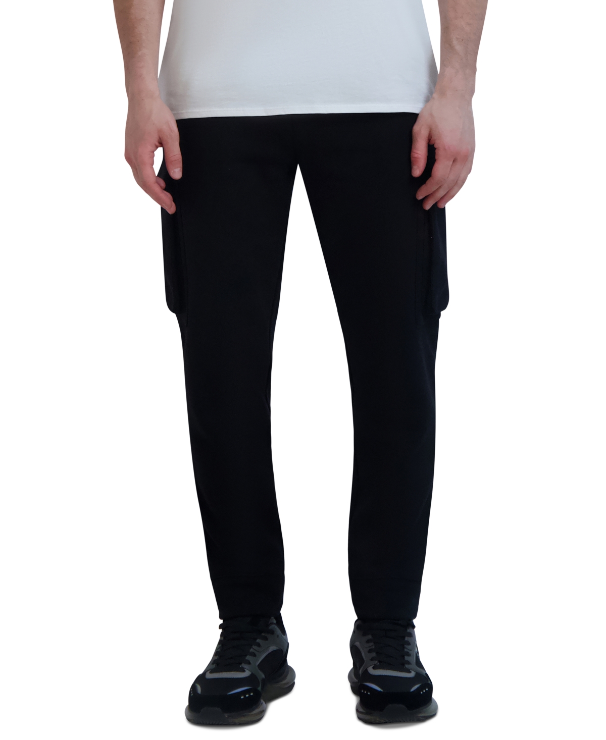 Karl Lagerfeld Men's Fleece Cargo Joggers In Black