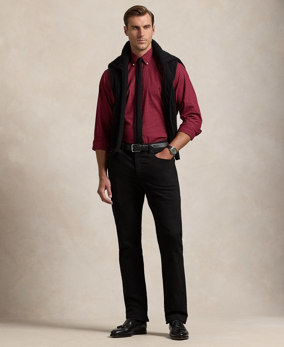 Polo Ralph Lauren Men's Big & Tall Cotton Twill Shirt -Nero