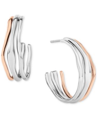 Medium Wavy Triple-Row C-Hoop Earrings, 1.04"