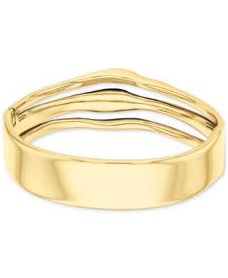 Stainless Steel Wavy Triple-Row Bangle Bracelet