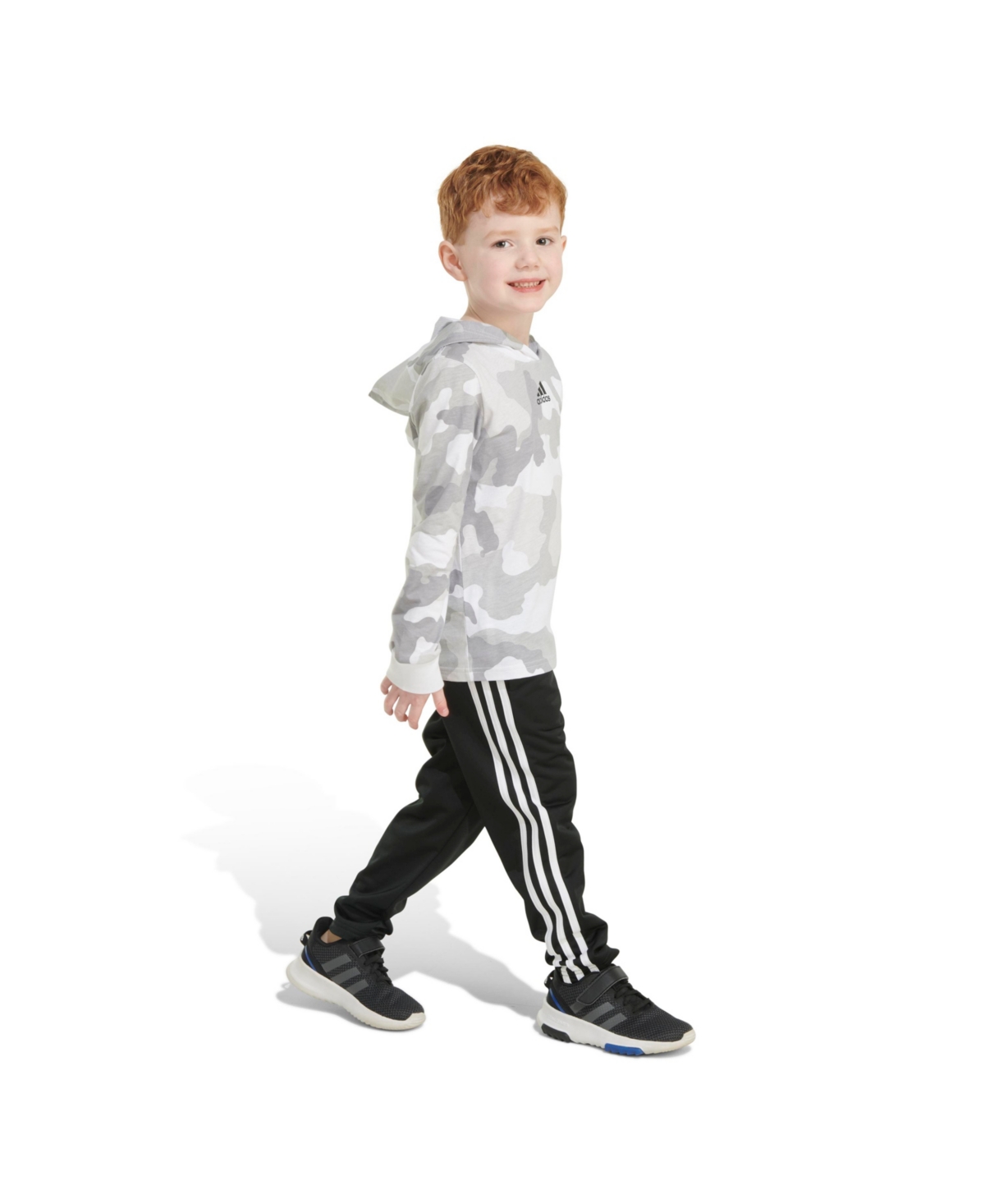 adidas Little and Toddler Boys Printed Hooded Tee and Pant, 2-Piece Set