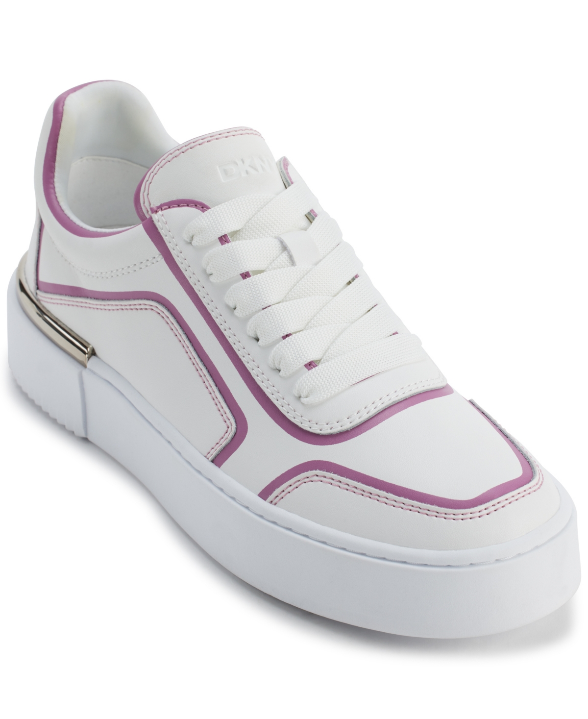 Dkny Baylor Platform Sneaker In White And Pink