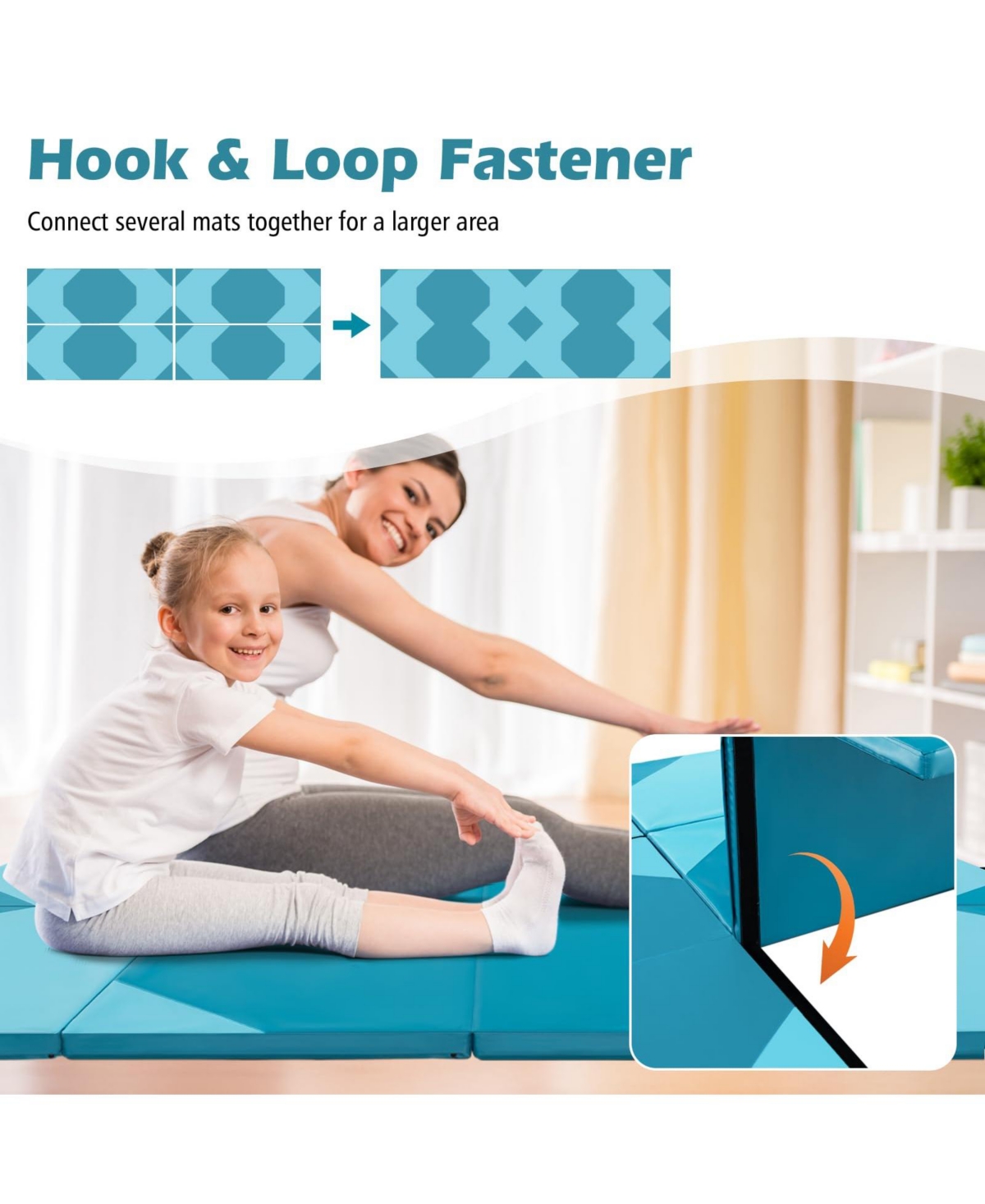 Givimo 10 Feet x 4 Feet x Folding Exercise Mat with Hook and Loop Fasteners