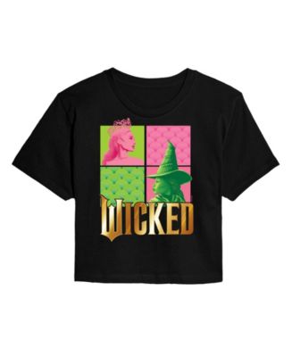 Hybrid Apparel Juniors Trendy Wicked Elphaba Glinda Graphic Cropped T ...