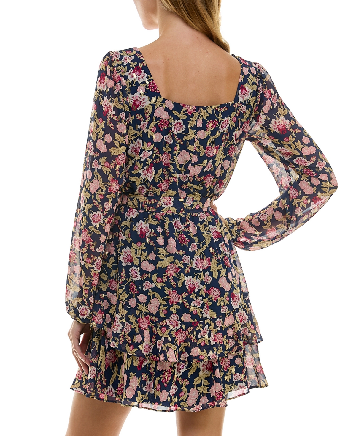 City Studios Juniors' Square-Neck Fit & Flare Dress -wine