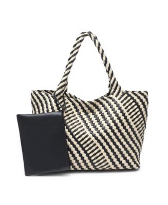 Solana Woven Tote: Black Ivory