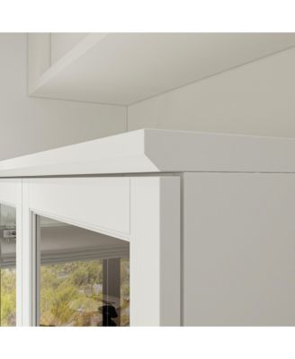 Wood 4-Shelf Bookcase with Tempered Glass Doors, Drawer, and Cabinet Storage