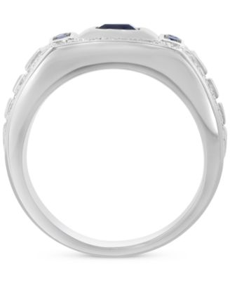 EFFY&reg; Men's Black Spinel (7/8 ct. t.w.) & Zircon (1 ct. t.w.) in Sterling Silver & Gold Plate