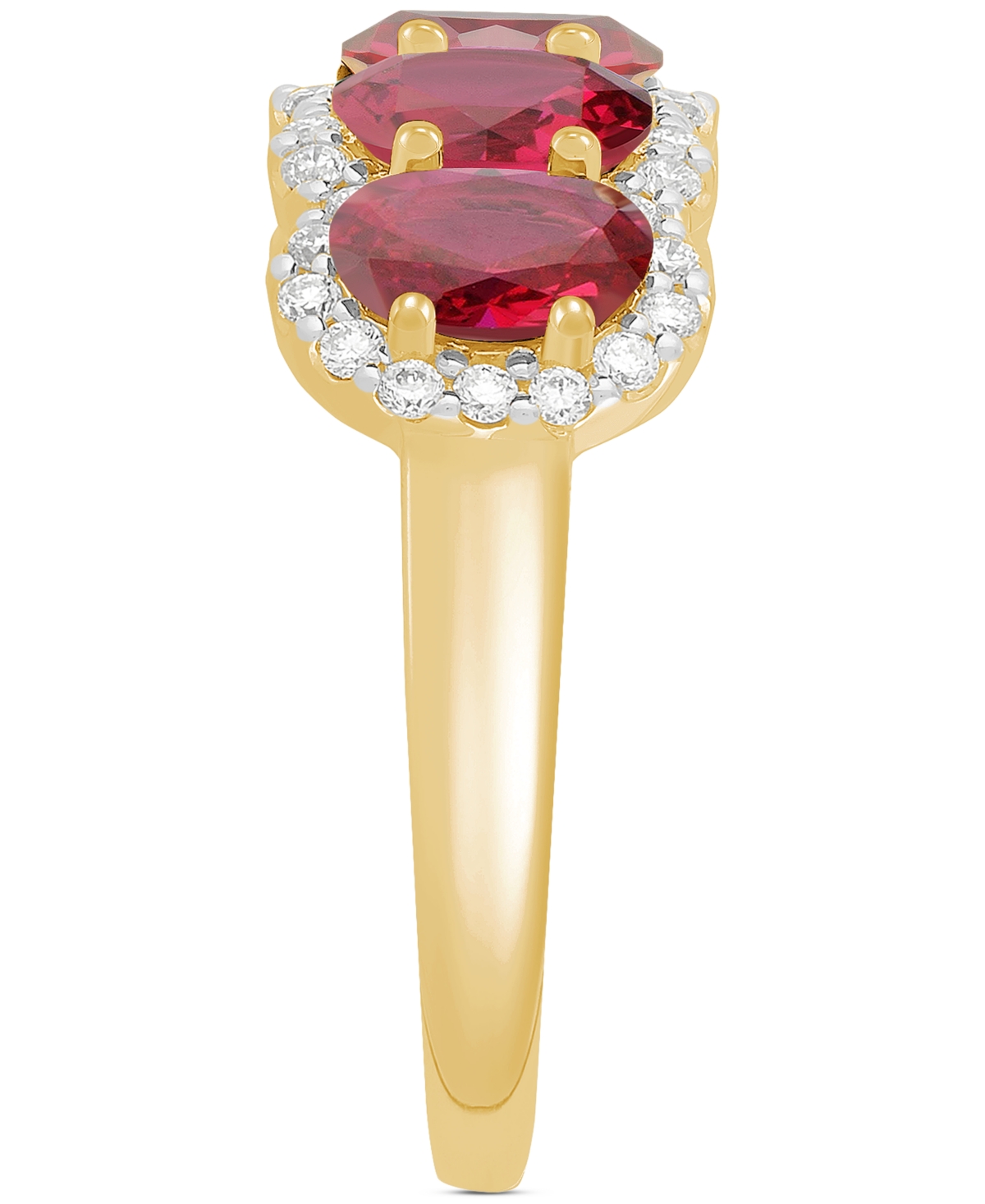 Grown With Love Lab Grown Sapphire (3-1/4 Ct. T.w.) & Lab Grown Diamond (1/3 Ct. T.w.) Five Stone Oval Ring In 14k W In Ruby