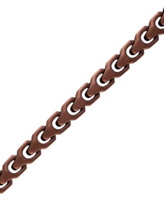 Brown-Tone Stainless Steel Link Bracelet