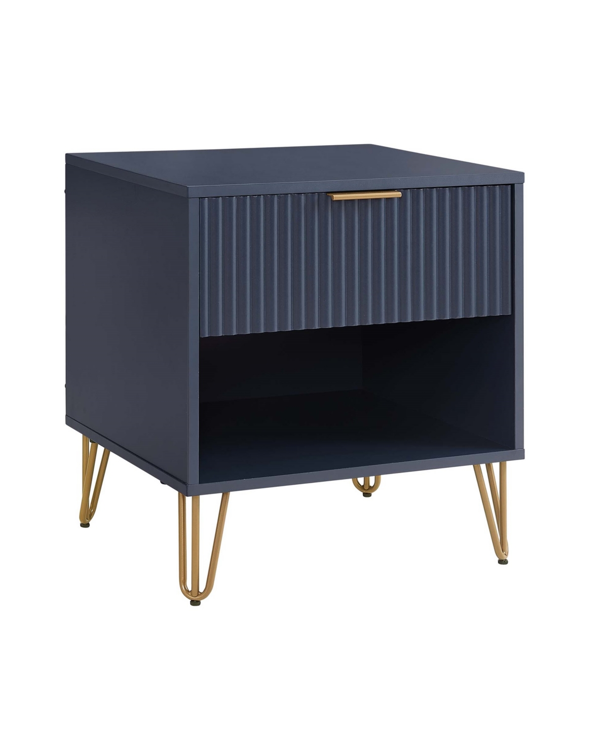 Manhattan Comfort Dumbo 1-drawer Modern Nightstand In Midnight Blue