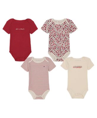 Tommy Hilfiger Baby Girl Floral Stripe Short Sleeve Bodysuits 4 Pack Macy s