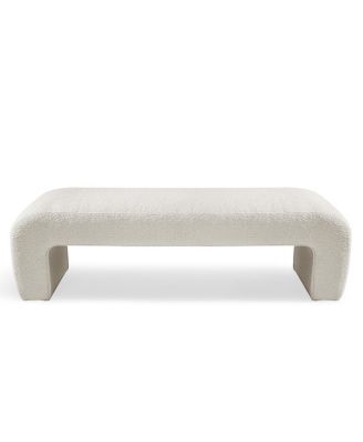 60" Waterfall Upholstered Bench with Solid Wood Frame and Boucle Fabric for Bedroom or Entryway