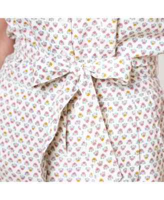 Women's Sleeveless Linen Button Front Halter Romper