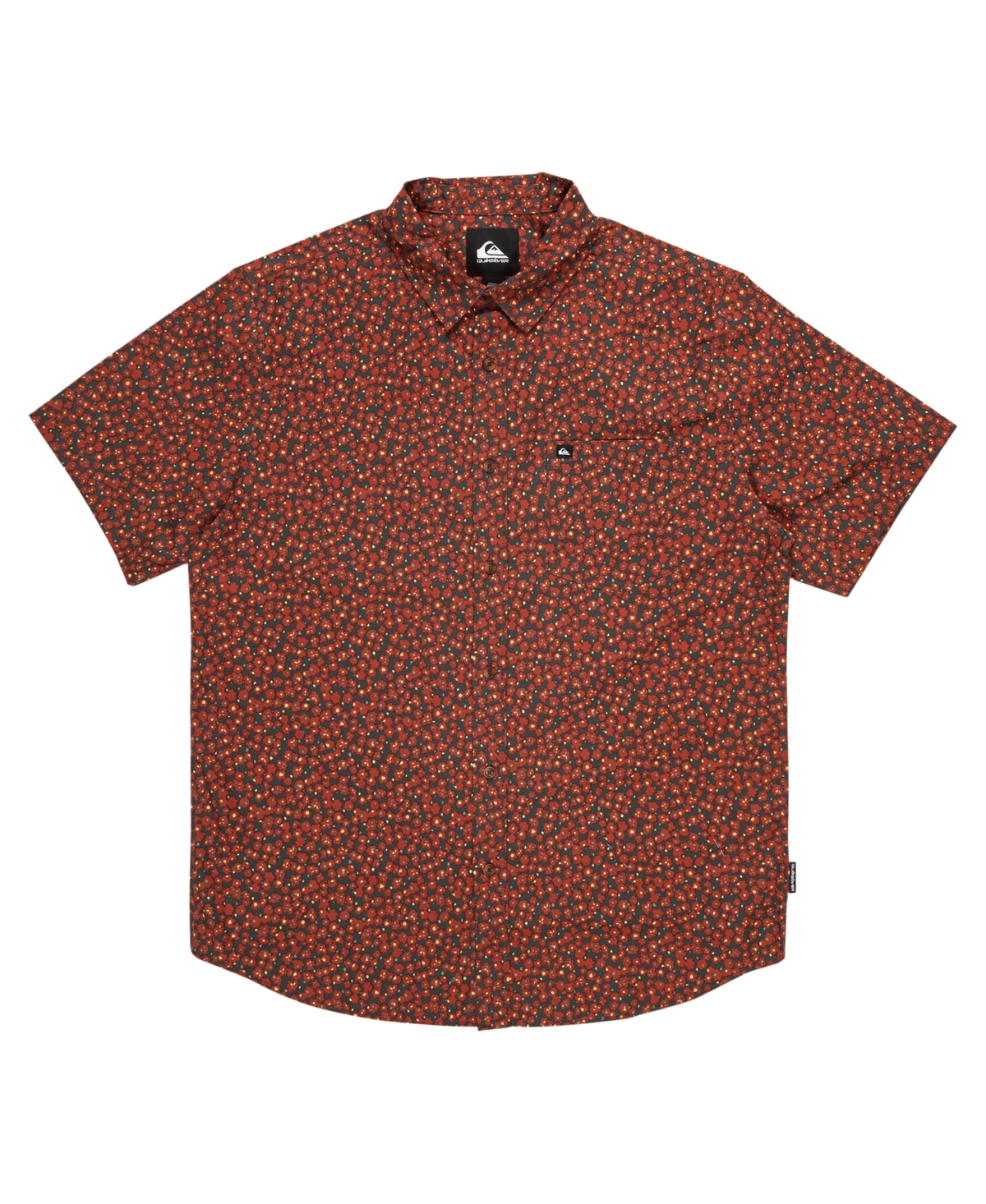 Quiksilver Floral Print Short Sleeve Button-up Shirt In Brown
