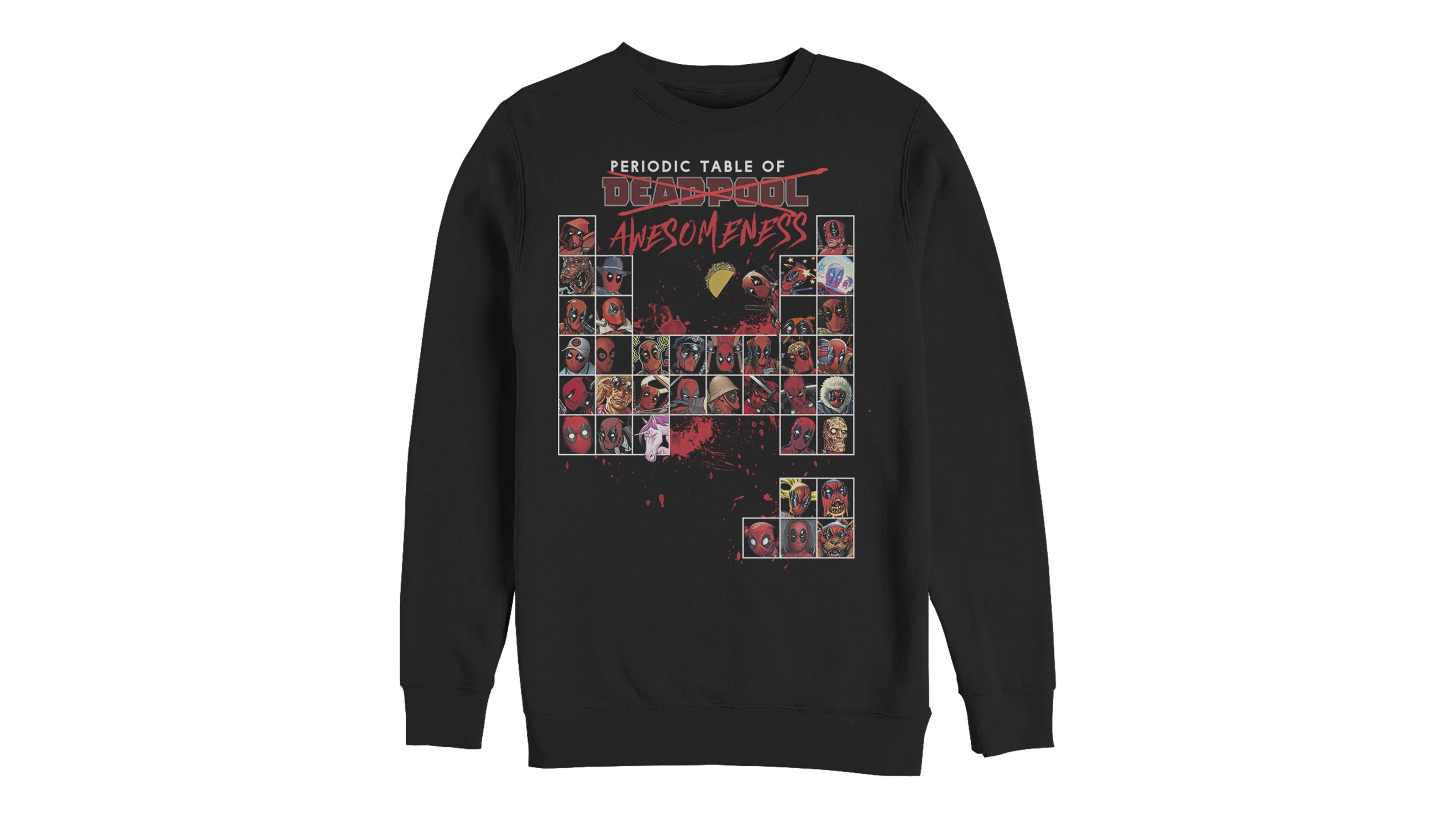 Fifth Sun Men's Deadpool Periodic Crew Fleece Pullover