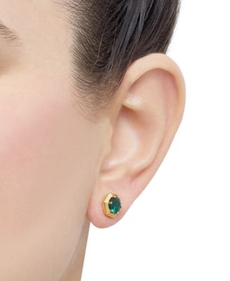 2-Pc. Set Lab-Created Emerald Solitaire Pendant Necklace & Matching Stud Earrings (2-3/4 ct. t.w.) in 14k Gold-Plated Sterling Silver