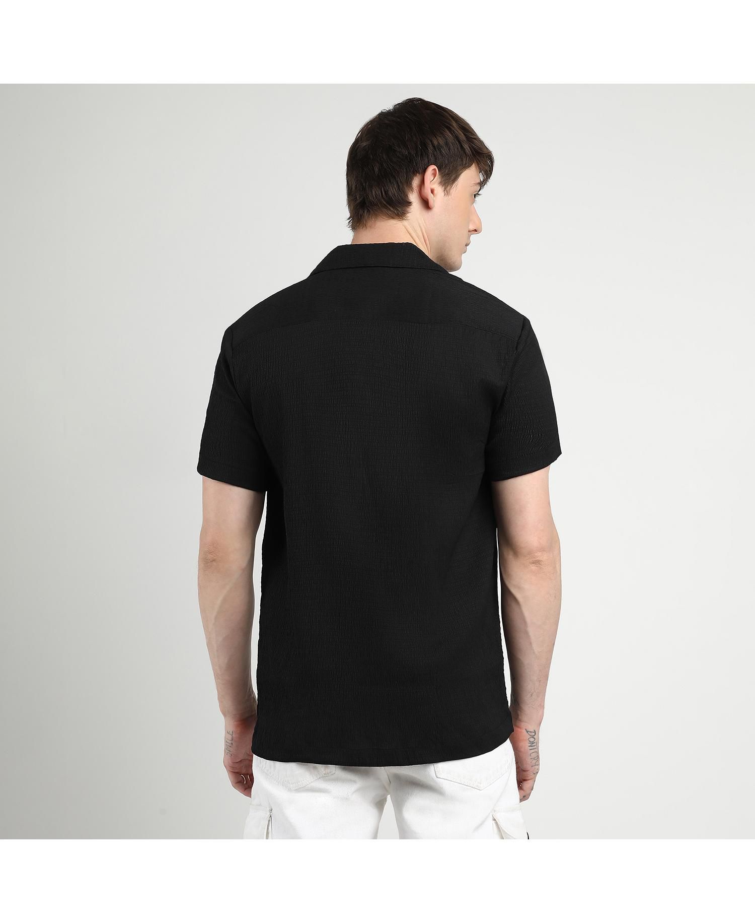 Men's Onyx Black Creased Shirt