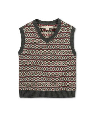 Hope and Henry Boys' Organic V-Neck Intarsia Sweater Vest